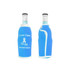 A drink bottle cooler in bright blue with a white trim and a logo, designed to fit standard bottles.