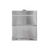 A silver PU leather business card holder with a sleek, open design and a small logo on the front.