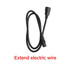 A black extendable electric wire with a male and female connector at each end.