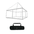 A square hanging banner frame in silver, accompanied by a black carrying bag.