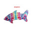 A multi-coloured, tie-dye dolphin-shaped Icy Pole Holder featuring vibrant shades of pink, blue, yellow, and green.