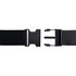 A luggage strap featuring a durable black fabric and a sturdy plastic buckle for secure fastening.