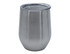A drink bottle with a sleek, stainless steel finish and a clear lid, featuring a logo.