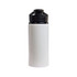 A drink bottle featuring a sleek white design and a free flow lid, labeled as the Amore 500ml Junior Bottle.