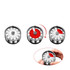 A set of three mini magnetic visual timers with stainless steel edges and red and white dials.