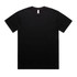 A black oversized tee featuring a crew neckline and short sleeves, with a simple design and a logo.