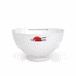 A white rice bowl with a smooth finish, featuring a logo on one side. It measures 15.5cm in diameter.