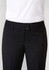 A pair of black slacks with a tailored fit and two buttons at the waist. Features a subtle branding logo.