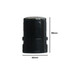 A black self-inking stamp with a clear top, measuring 90mm in height and 63mm in diameter.