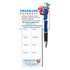 A promotional pad with a blue pen, featuring a medication schedule with a pharmacy logo.