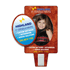 A magnetic photo frame in orange and brown with a circular element featuring a logo and contact details.