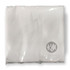 A pack of white paper napkins in clear packaging, featuring a logo on the front.