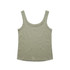 A soft, olive green singlet with a rounded neckline and thin straps. It features a logo tag.