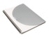 A large silver A4 notepad with a spiral binding and a transparent cover. It features a logo on the front.