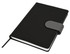 A black Cordoba A5 notebook with a grey elastic closure and a ribbon bookmark. It features a smooth finish.