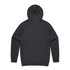 A dark grey hoodie with a hood and long sleeves, featuring a simple design. Includes a logo on the fabric.