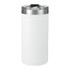 A drink bottle in white with a stainless steel lid, designed as a cool thermal holder for beverages.