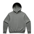 A grey hoodie without a front pocket, featuring a minimalist design and a brand logo.