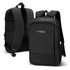 A black Kaden Soft Touch Backpack with padded straps and a sleek design, featuring a logo on the front.