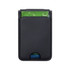 A black magnetic card wallet with slots for cards, designed for wireless charging capabilities.