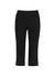 A pair of black 3/4 length stretch pants designed for women, featuring a fitted waistband and a side logo.