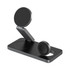 A black 15W 3-in-1 magnetic wireless charging station with multiple charging options and a sleek design.