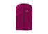 A magenta non-woven garment bag featuring a zippered opening and a hanger at the top. It includes a logo.