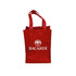 A drink bottle bag in red, featuring dual handles and a logo. Suitable for carrying two bottles.