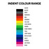 A colour chart displaying a range of hues including white, black, grey, maroon, red, orange, and various shades of blue and pink.