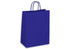 A large blue kraft paper bag with handles and a logo.