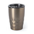 A drink bottle with a diamond cut design in a metallic bronze finish, featuring a black lid.