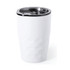A drink bottle featuring a white, diamond cut design with a sleek chrome lid and a logo.