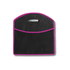 A black expandable boot organiser with a pink trim and a handle, featuring a mesh pocket.