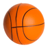 An orange basketball-shaped stress ball featuring a textured surface and seam detailing.