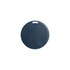 A navy blue round anti-loss smart tag with a small hole for attachment, featuring a logo on the surface.