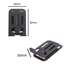 A foldable metal mobile phone stand in black, featuring two angled views and dimensions marked.