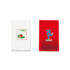 A white and a red memo holder, both featuring logos, designed for office use.