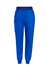 Slim leg jogger scrub pants in vibrant blue with an elastic waistband and side pocket. Features a logo.