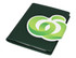 A green A5 portfolio with a logo on the front, designed for office and business use.