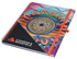 A colourful A4 side-bound notebook featuring a spiral binding and an elastic closure, with a logo on the cover.
