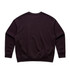 A dark brown sweater featuring long sleeves and a classic crew neck. It has a logo on the back.