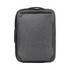 A grey laptop bag with a sleek design and a zippered front pocket, featuring a logo.