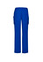 Bright blue women's straight leg scrub pants with side pockets and an elastic waistband. Features a logo.