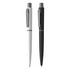 A metal pen gift set featuring a white pen and a black pen, both with sleek designs and clips.