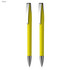 A set of two yellow plastic pens with chrome clips, featuring a sleek and modern design.