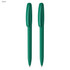 A set of two green plastic pens with a sleek design and clips, featuring a logo on the barrel.