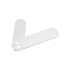 A silver laptop extension arm with a sleek design, featuring rounded ends and a circular base.