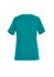 Teal women's scrub top with a round neck and short sleeves, featuring a minimalist design and a fitted silhouette.