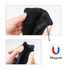A black putter cover being held, featuring a soft textured surface and a magnetic closure.