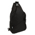 A black Sling RPET travel bag with a single shoulder strap and zipper pockets, featuring a logo.